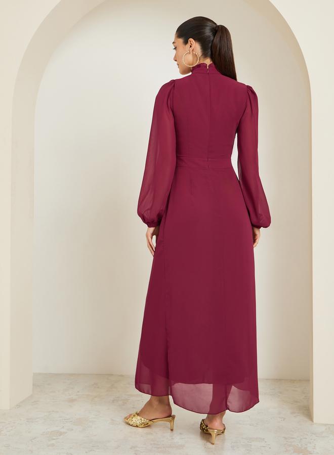 Styli Red Long Sleeves Wrap Maxi Dress - Image 4